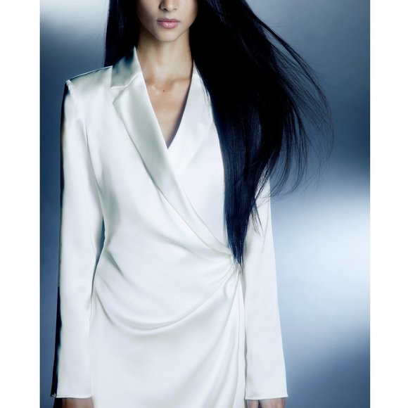 Zara Satin Effect Shoulder Pad Dress - Picture 2 of 6